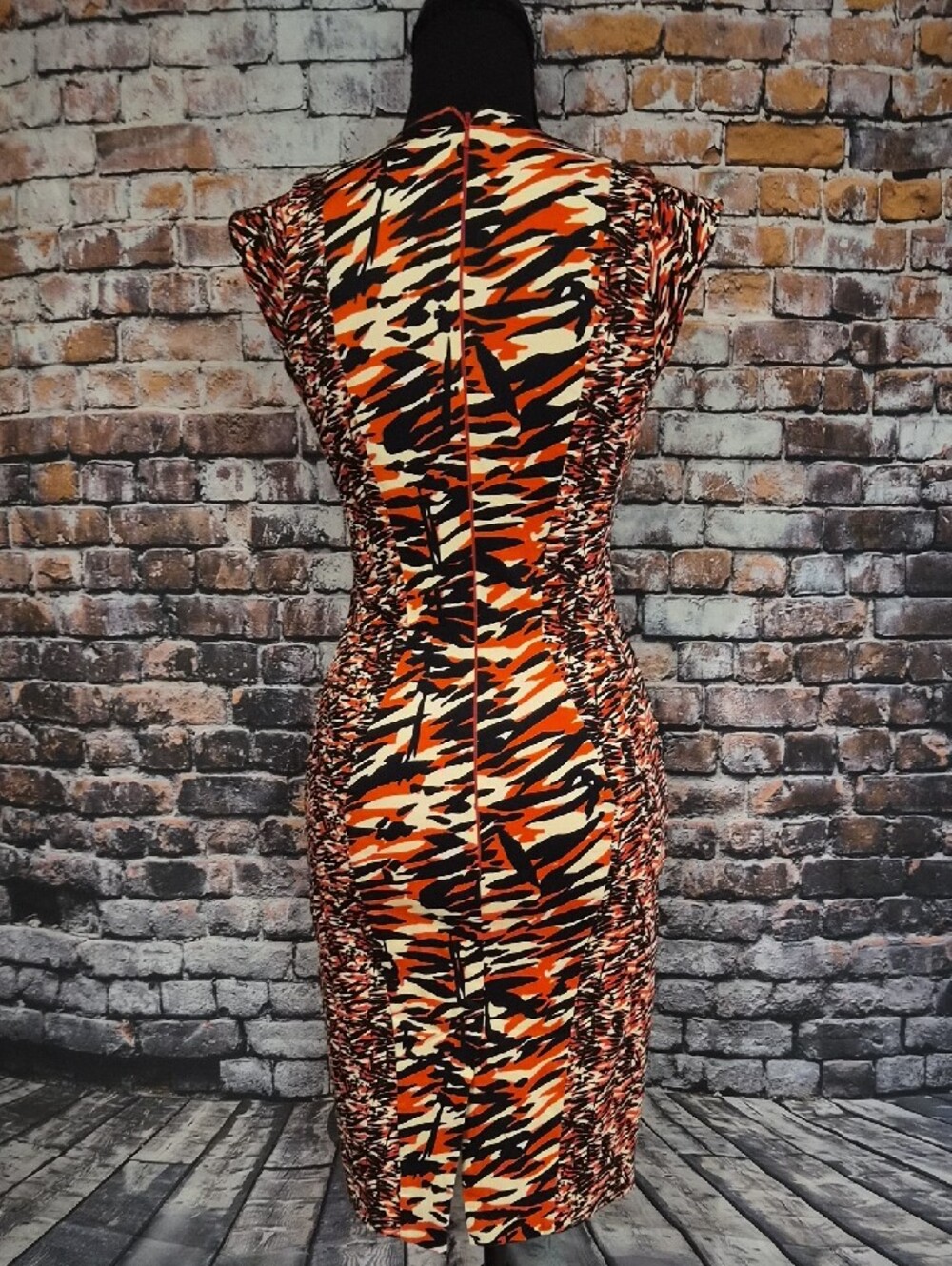 French Connection Red & Black Camo-Print Midi Dress - Picture 7 of 9
